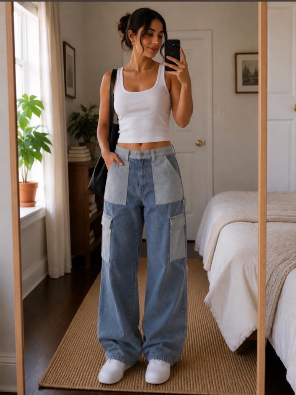 Patchwork Cargo Wide Leg Jeans
(Flying Angel) - Size 7